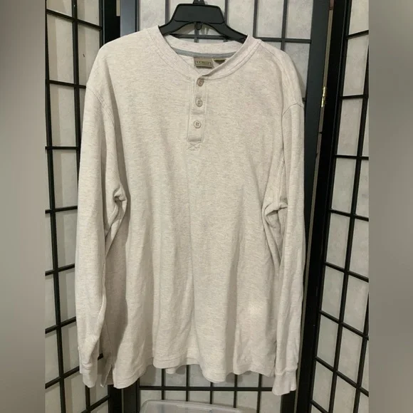 LL Bean Men's Mini-Waffle Henley, Long-Sleeve Traditional 100%